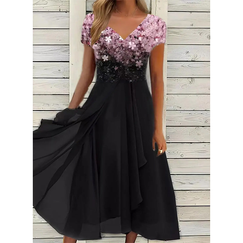 Esmée - Gebloemde Chiffon Midi Jurk Dames
