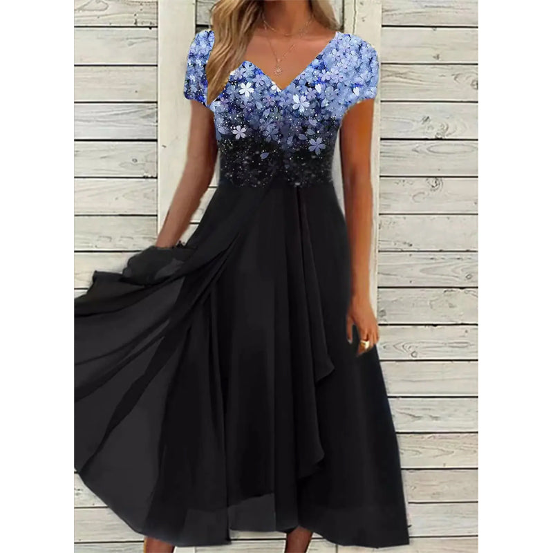 Esmée - Gebloemde Chiffon Midi Jurk Dames
