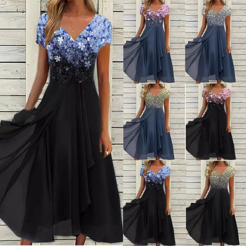 Esmée - Gebloemde Chiffon Midi Jurk Dames