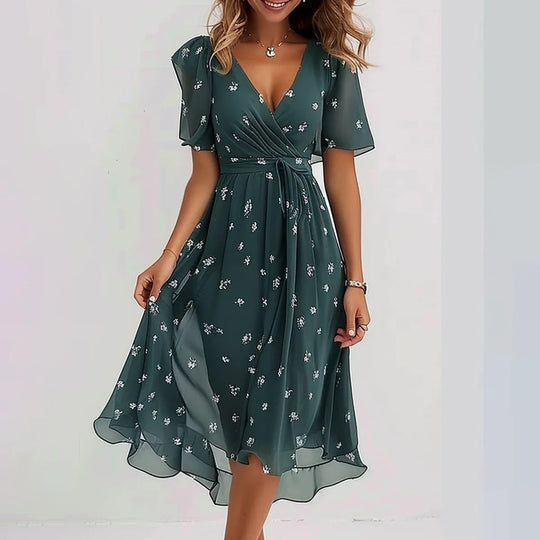 Sabine - Chiffon Wikkeljurk met Bloemenprint Dames