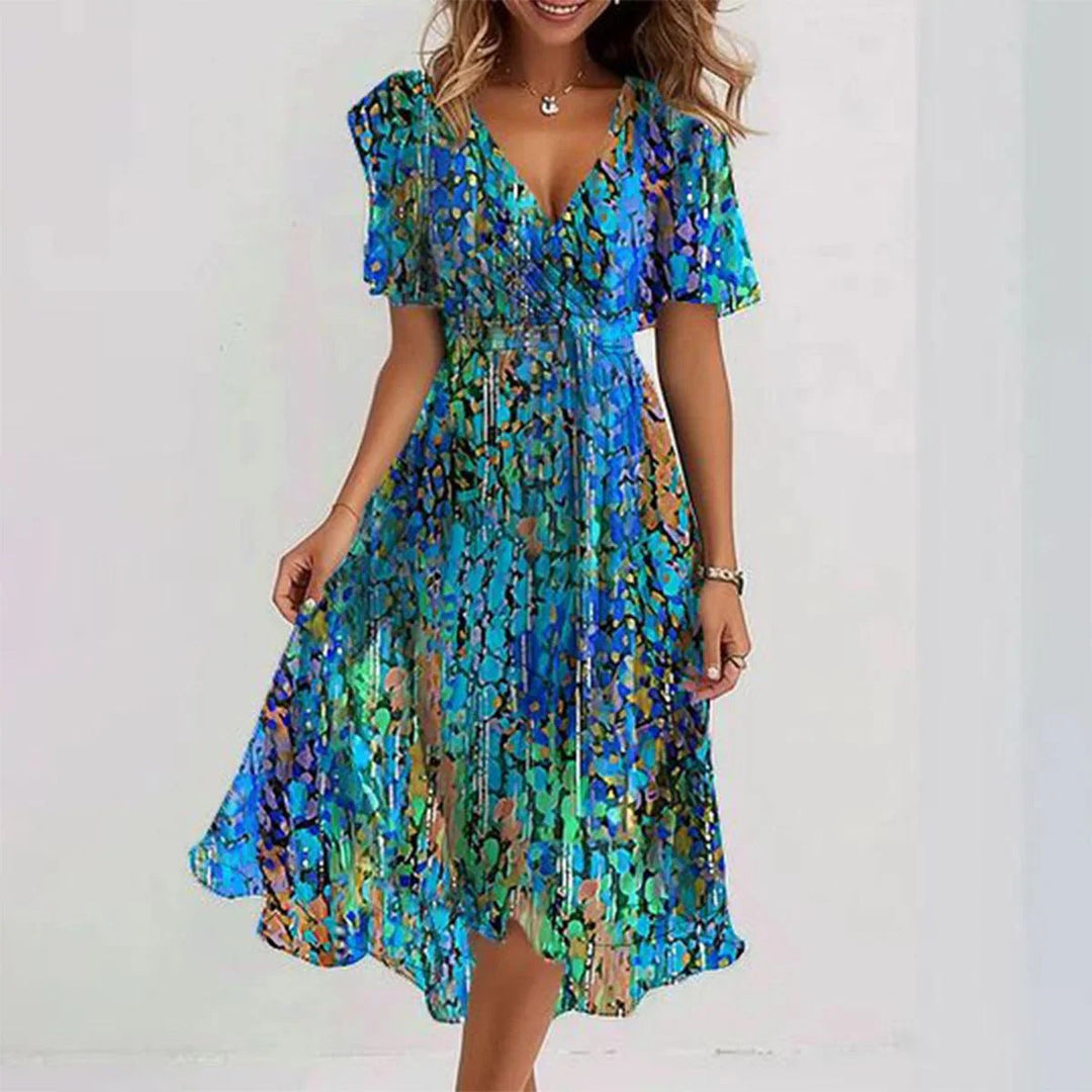 Sabine - Chiffon Wikkeljurk met Bloemenprint Dames