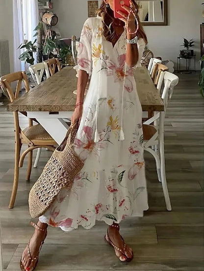 Anouk | Boho Maxi Jurk Dames Met Print
