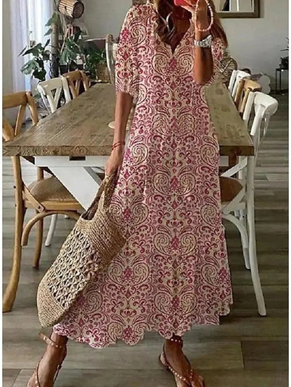 Anouk | Boho Maxi Jurk Dames Met Print