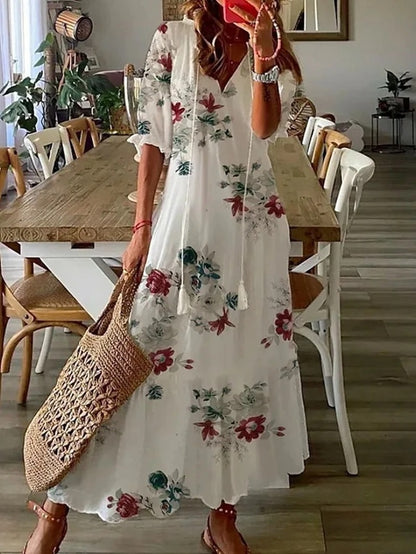 Roos - Zwierige Boho Maxi Jurk Dames