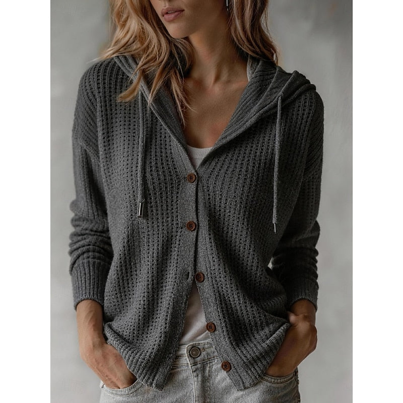 Renate - Elegant Grofgebreid Capuchon Vest