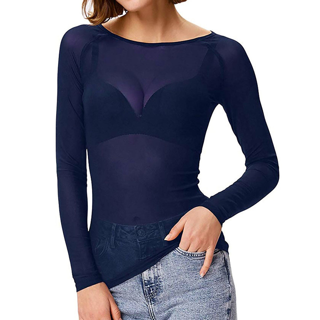 Lucia - Elegante Mesh Top Lange Mouw Dames
