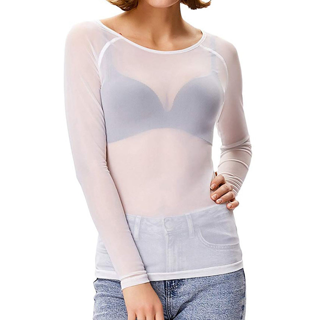 Lucia - Elegante Mesh Top Lange Mouw Dames