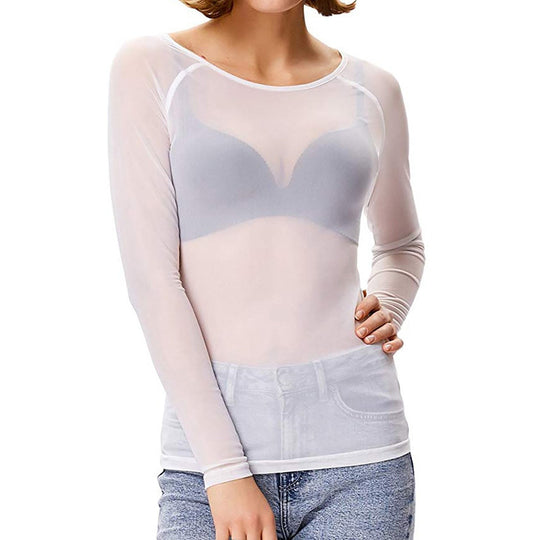 Lucia - Elegante Mesh Top Lange Mouw Dames