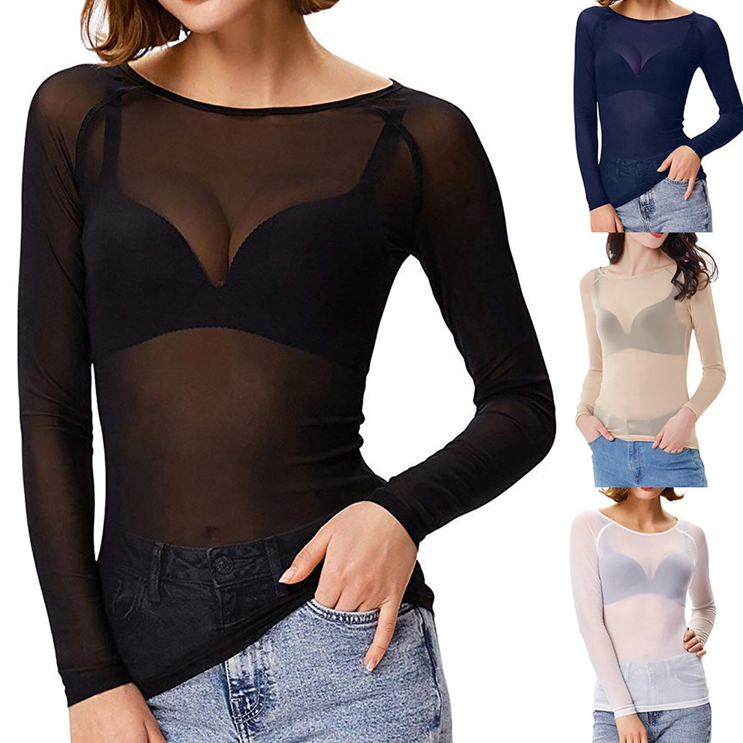 Lucia - Elegante Mesh Top Lange Mouw Dames