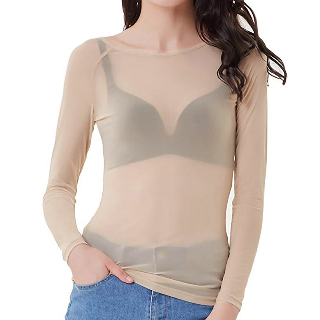 Lucia - Elegante Mesh Top Lange Mouw Dames