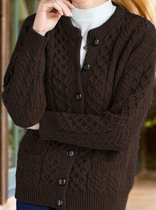 Amanda - Klassiek Kabelgebreid Knopen Vest