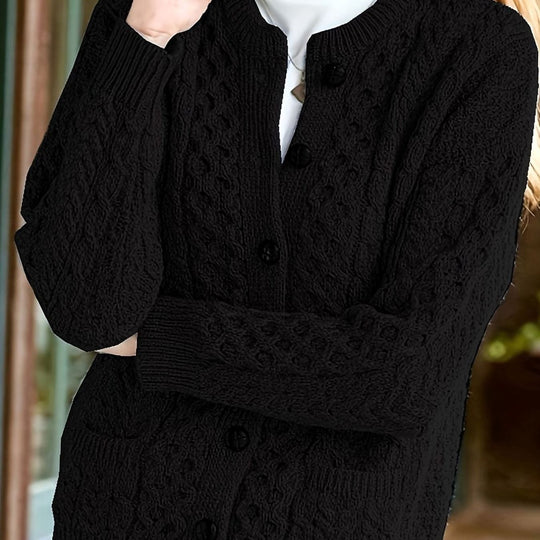 Amanda - Klassiek Kabelgebreid Knopen Vest