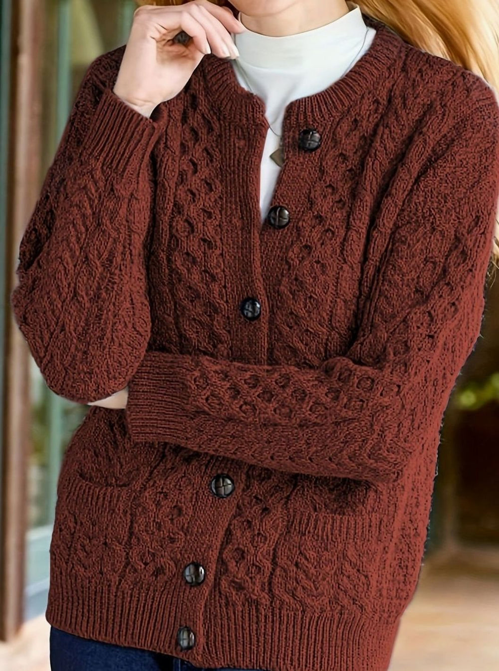 Amanda - Klassiek Kabelgebreid Knopen Vest