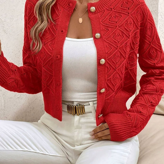 Paula - Elegant Ronde Hals Knopen Vest