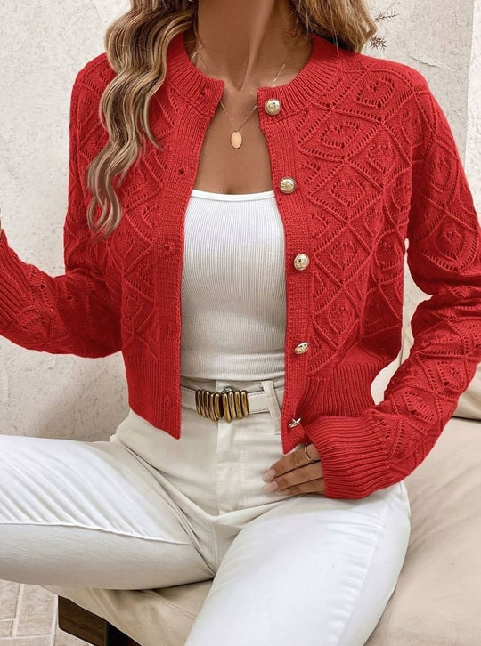 Paula - Elegant Ronde Hals Knopen Vest