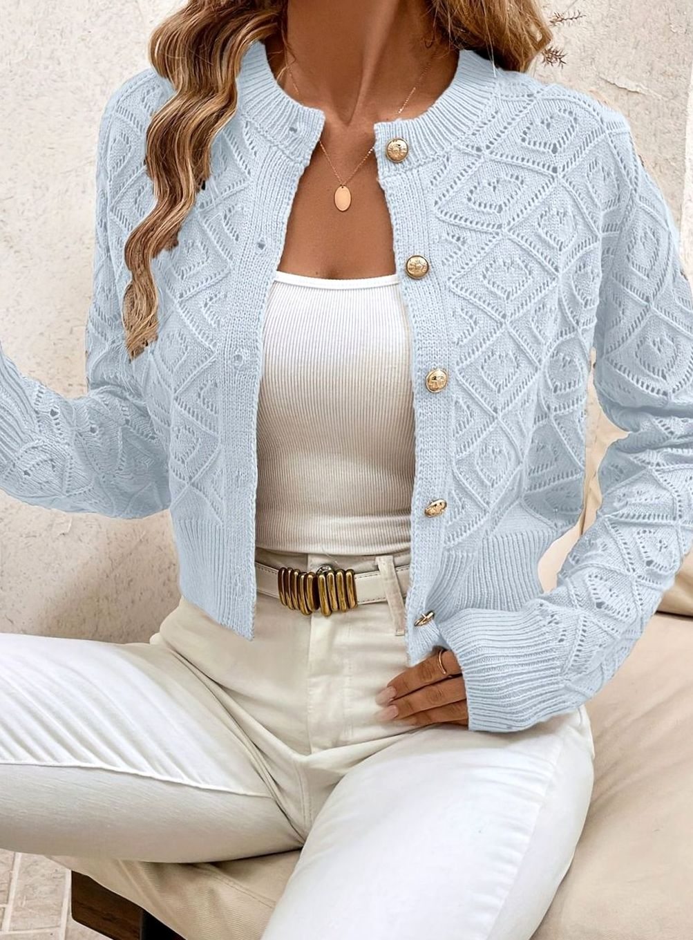 Paula - Elegant Ronde Hals Knopen Vest
