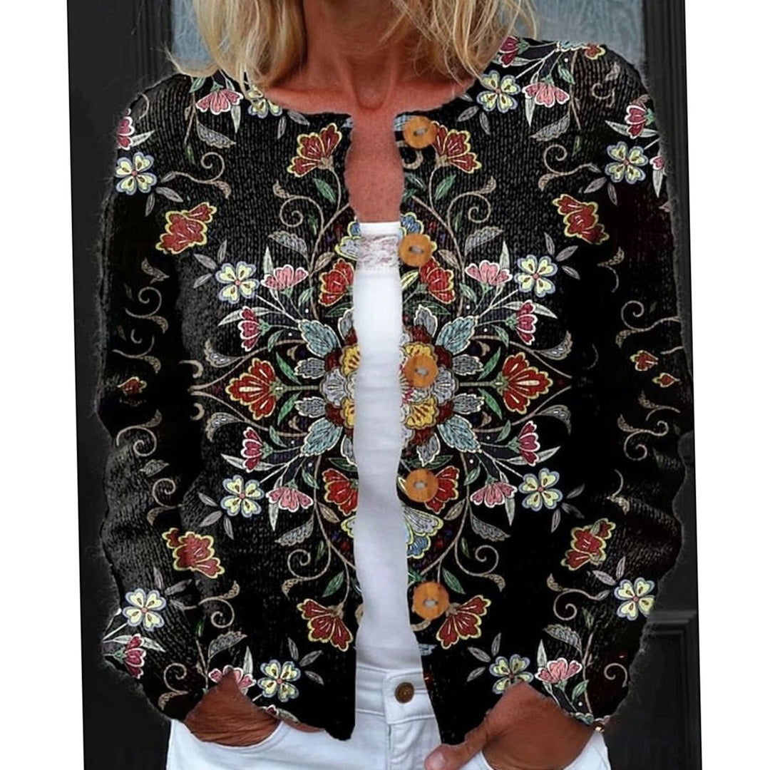 Susan - Elegant Gebloemd Knopen Vest