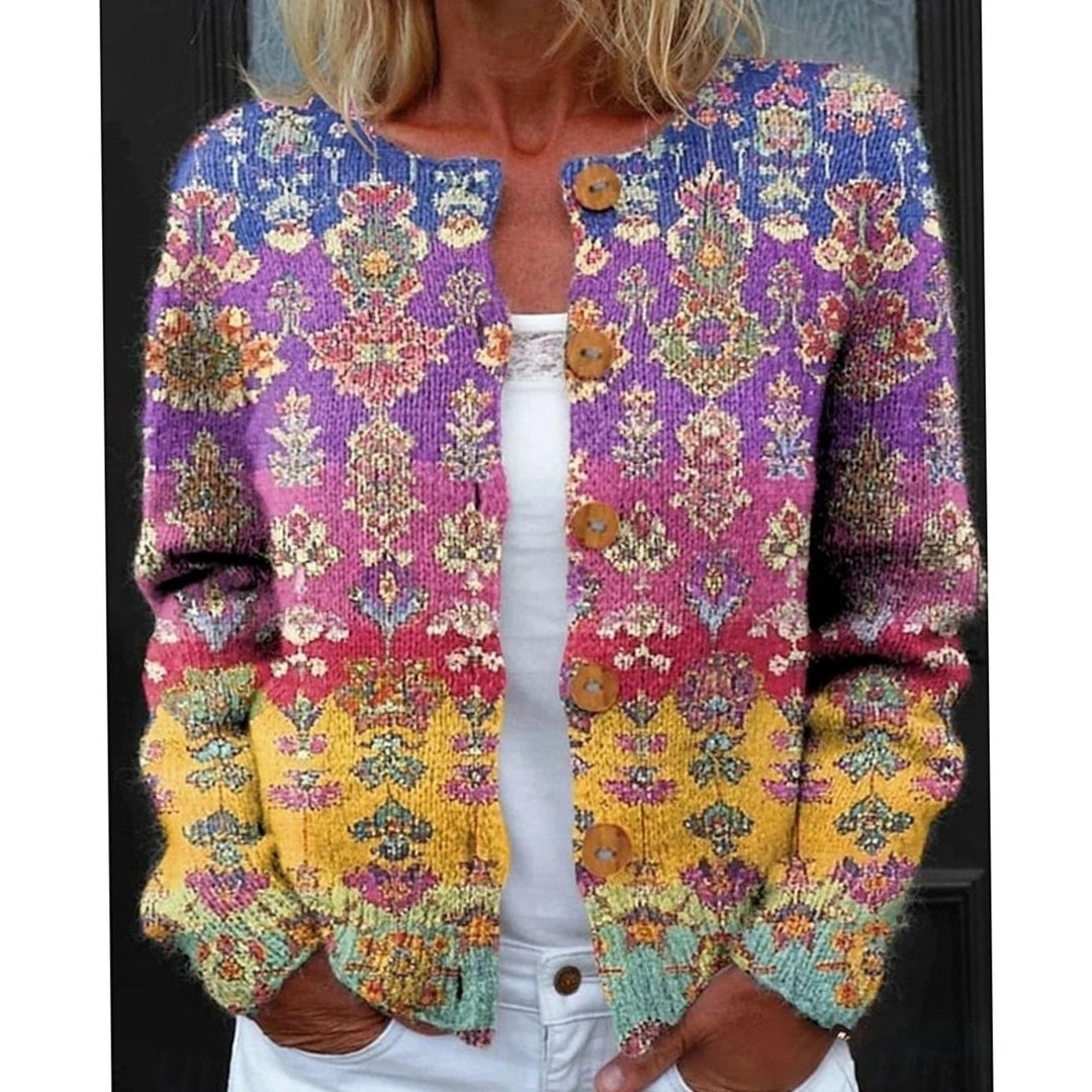 Susan - Elegant Gebloemd Knopen Vest