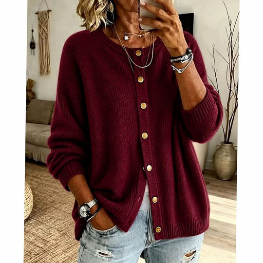 Alison - Elegant Grofgebreid Knopen Vest