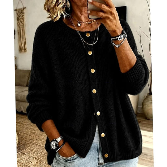 Alison - Elegant Grofgebreid Knopen Vest