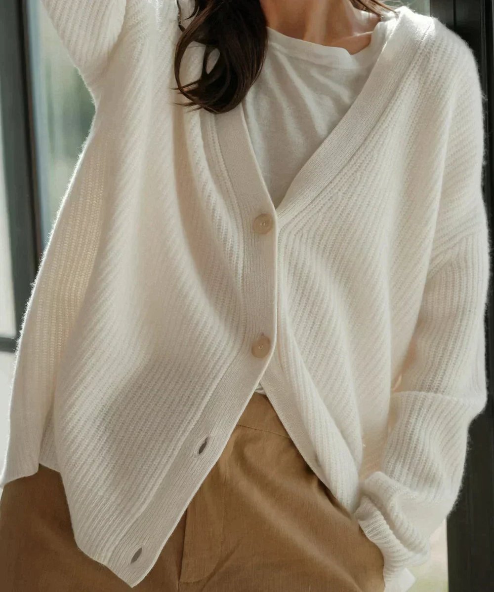 Ingrid - Elegant Oversized Gebreid V-Hals Vest