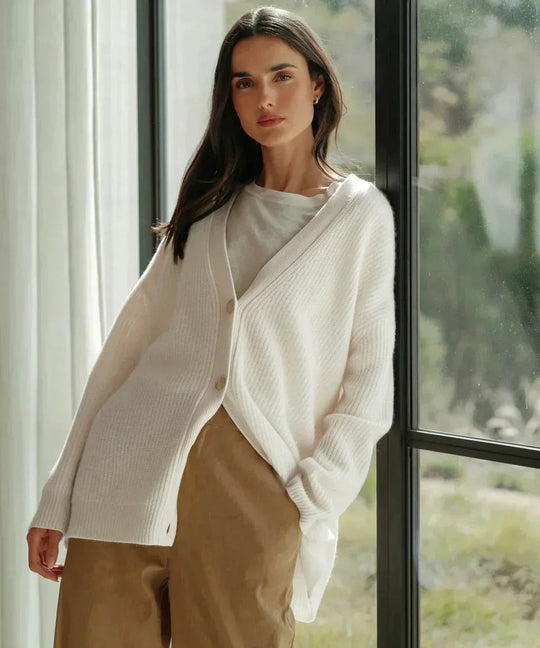 Ingrid - Elegant Oversized Gebreid V-Hals Vest