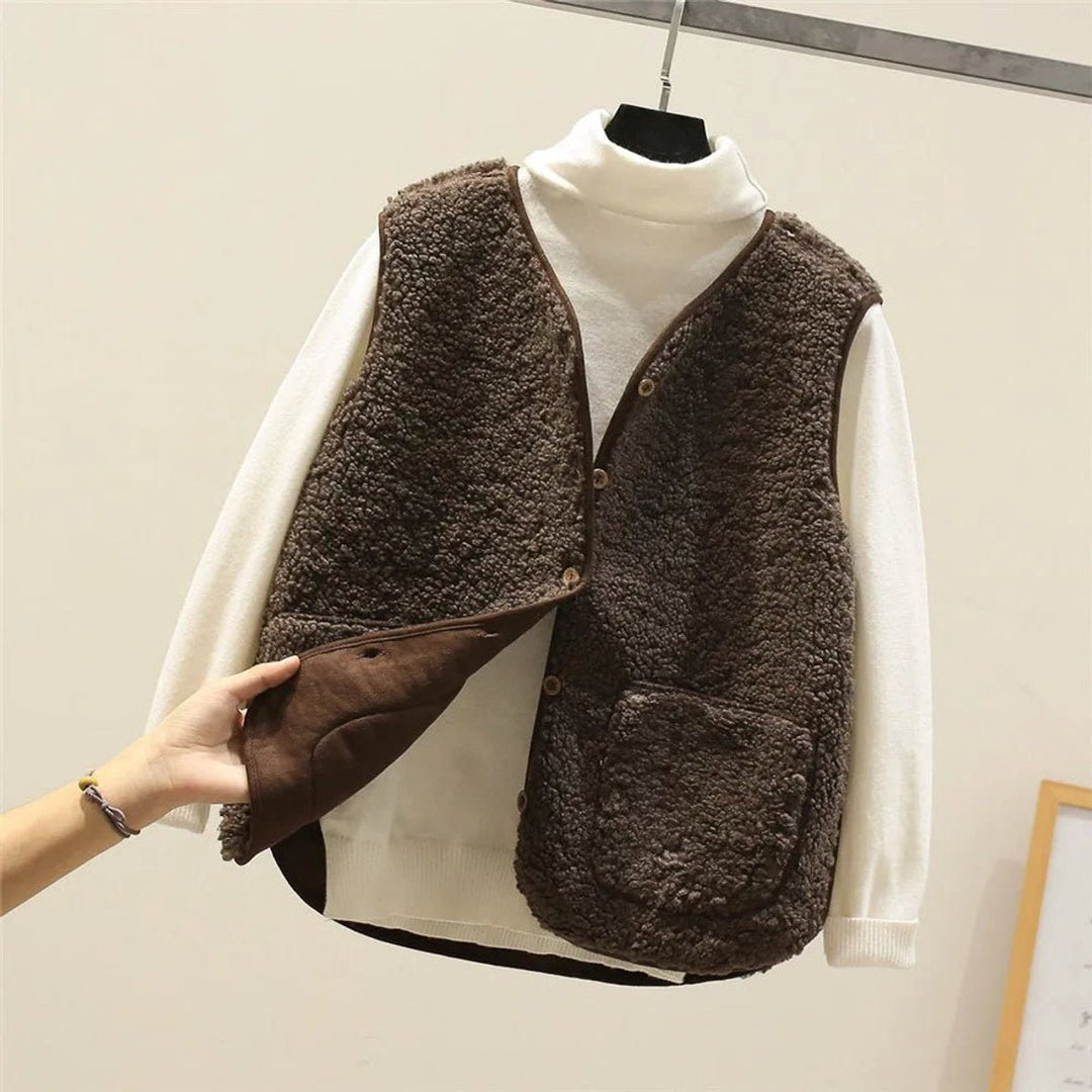 Sophie - Elegant Teddy Knopen Gilet