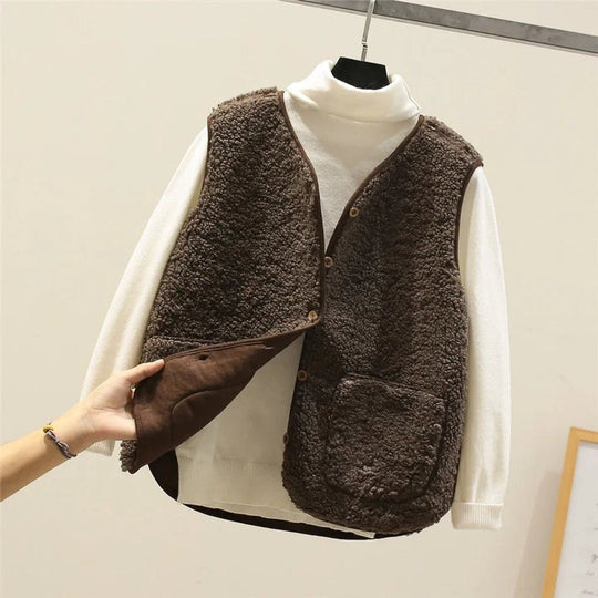 Sophie - Elegant Teddy Knopen Gilet