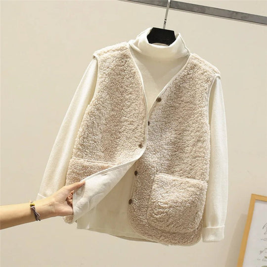 Sophie - Elegant Teddy Knopen Gilet