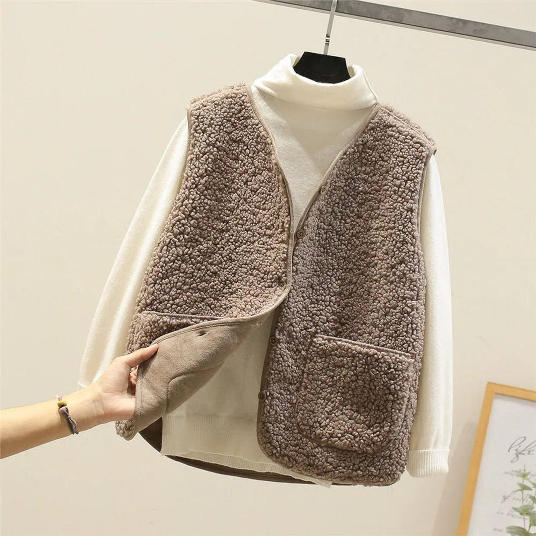 Sophie - Elegant Teddy Knopen Gilet